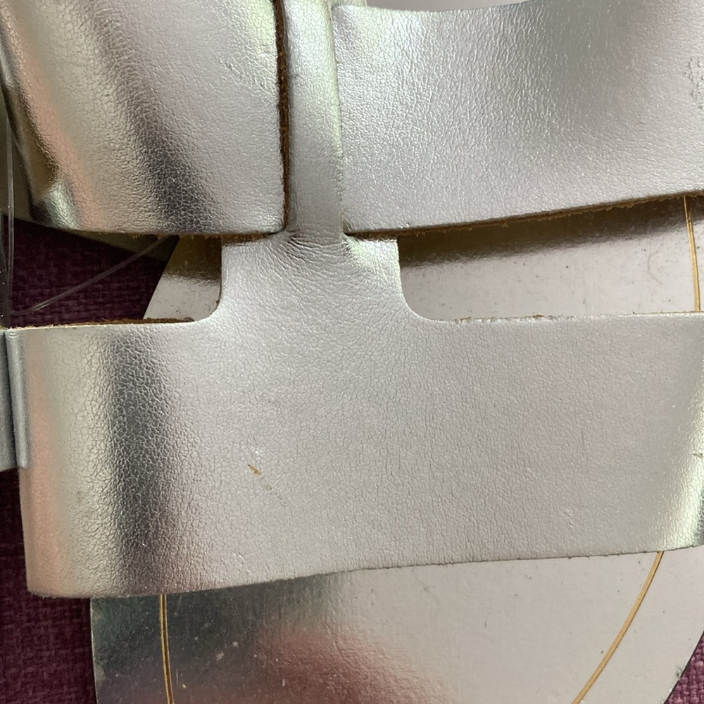 J Crew Metallic Silver Slide Sandals Cyprus size 8 - Picture 9 of 12